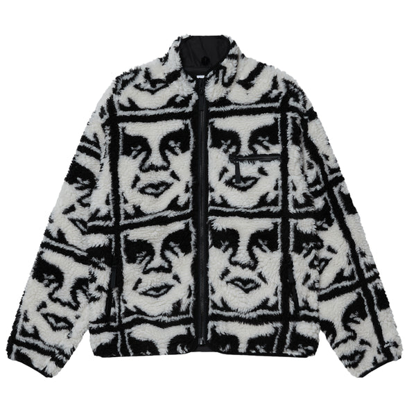 Obey Repeated Icon Sherpa Jacket - Black Multi - Streetart.fr
